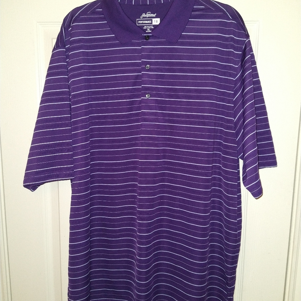 Jack Nicklaus Performance 18 Striped Short Sleeve Golf Shirt Men's sz XL.